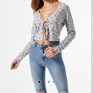 Miss selfridge cardigan with tie front detail in floral